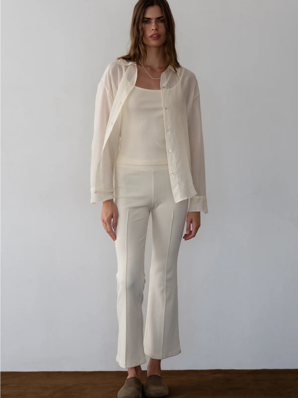 DONNI. The Rib Kick Flare Pants in Yellow